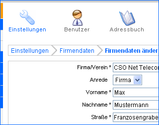Inhaberdaten eintragen